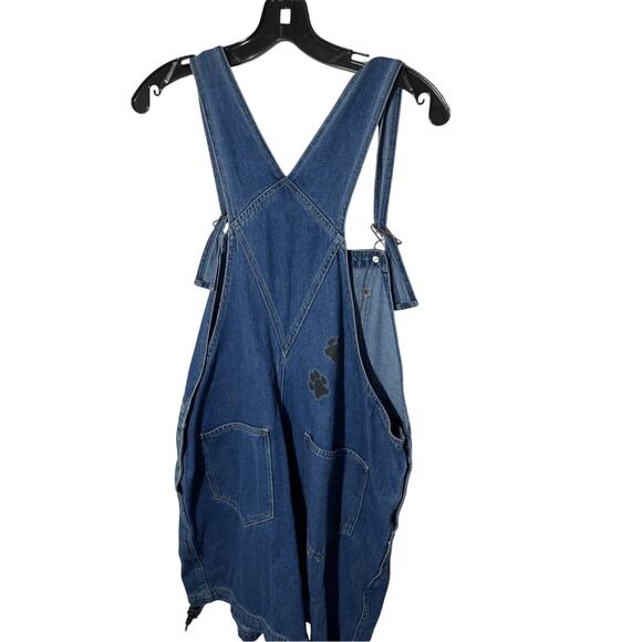 Vintage Hank's 70's Denim Large Women's Yorkie Dog Short Overalls - Picture 2 of 5